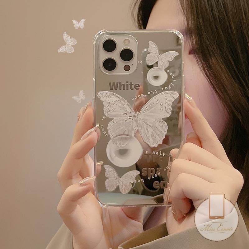 Soft Case Tpu Transparan Cermin Kristal Butterfly Untuk iPhone 11 7Plus 8Plus XR X XS Max 12 13 11 Pro Max 6 6S Plus 7 8 SE 2020