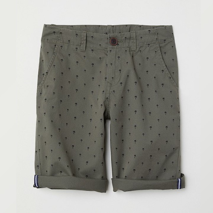 Celana Chinos Pendek Anak Laki-laki Hijau Tua Motif