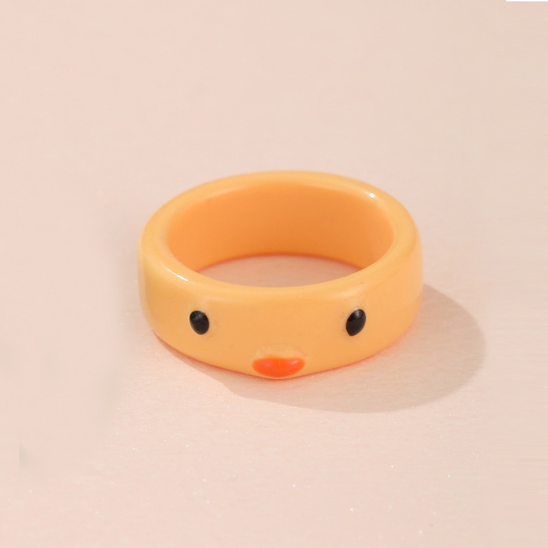 [ Fashion Simple Frog Chick Ring Candy Color  Resin Rings Smooth Fine Thin Finger Ring Gifts Jewelry For Girl Friends ]