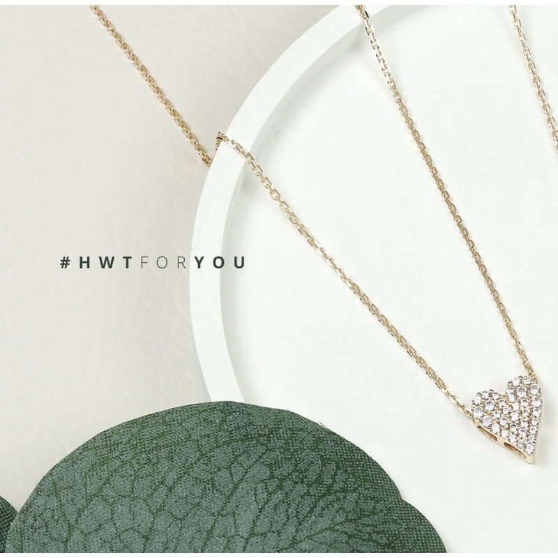 Kalung emas asli love mata putih hwt gold kadar 375