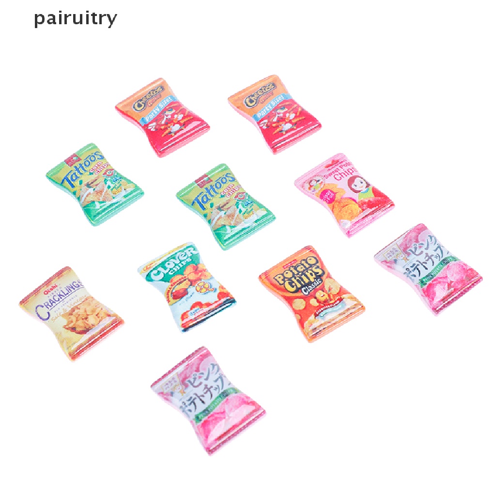 Prt 10pcs / set Mainan Miniatur Keripik Kentang Untuk Aksesoris Dapur Rumah Boneka DIY PRT