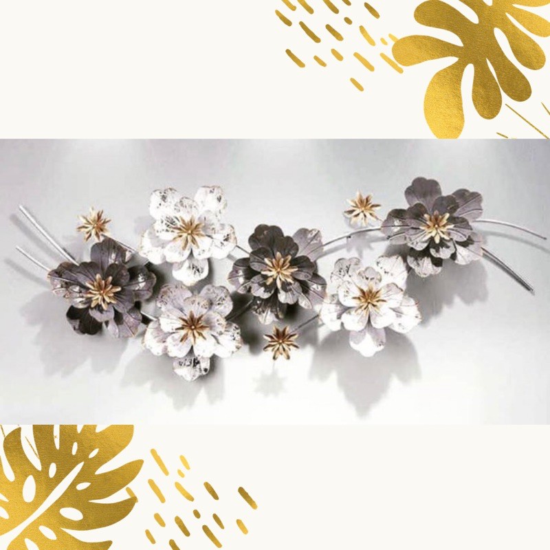 Hiasan Dinding Logam/Logam Wall Decor untuk Kamar, Resto, Hotel, dll Motif Bunga Handmade