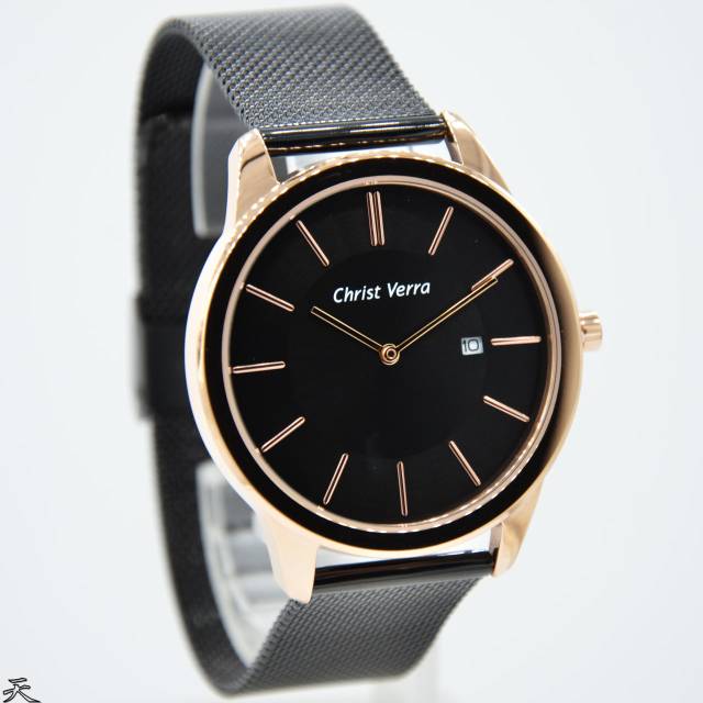 Jam Tangan Couple Christ Verra 71118 Black Rantai Pasir Original Murah