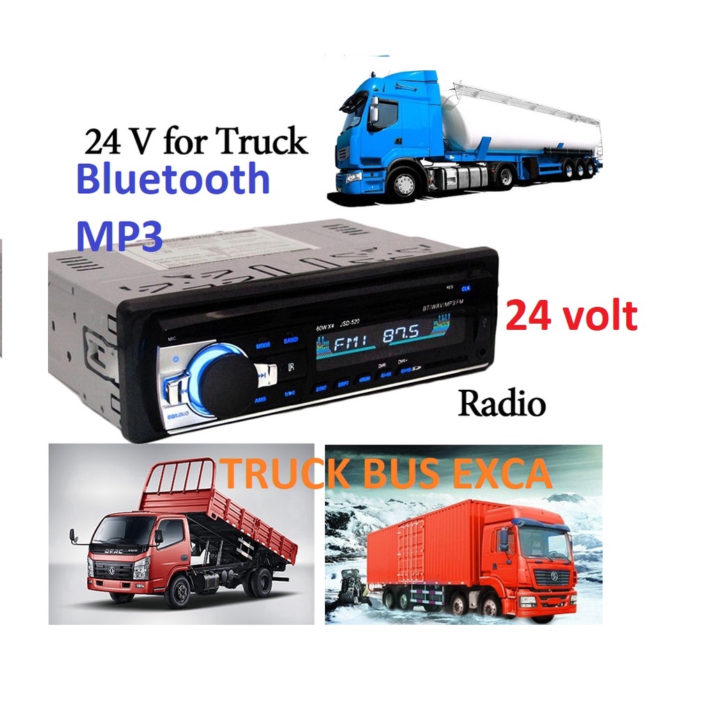 Tape Audio Mobil Truck dan Bus auto voltage 12 volt 24 Volt single DIN Bluetooth USB MP3 FM Radio