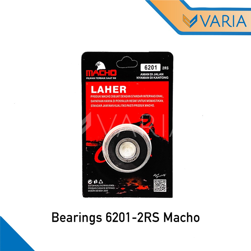 Bearing / Laher Roda Motor 6201 2RS Tutup Karet Double Macho