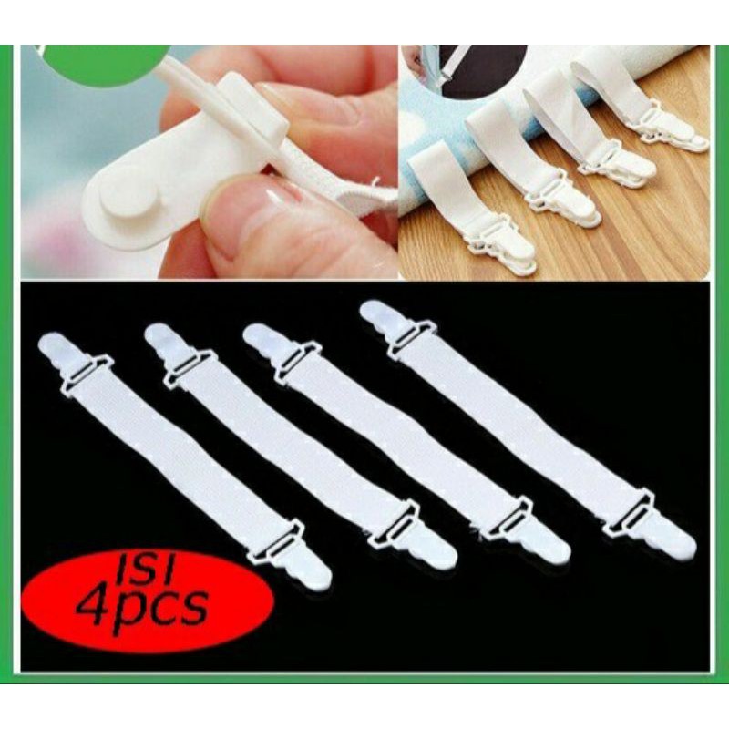 Tali Karet Pengait Sprei Kasur Bed Sheet Grippers Strap Penjepit Clip