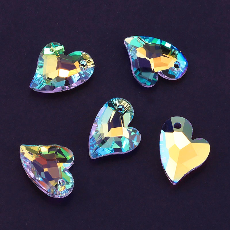 17 Mm 12 Buah/Bungkus Pesona Kristal Devoted 2 U Liontin Hati 6261 Kaca Bentuk Hati Manik-manik Berlian Imitasi Permata untuk Kalung Anting-Anting DIY
