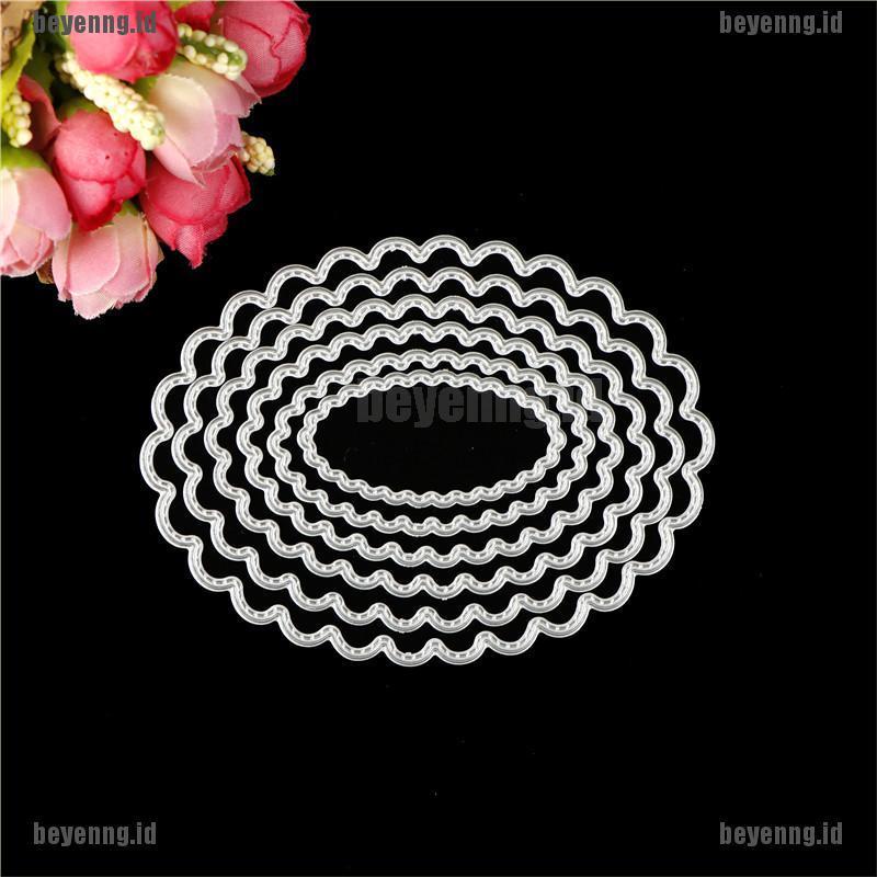 6 Pcs cutting dies stencil Bentuk oval Bahan metal Untuk scrapbook album paper embossing