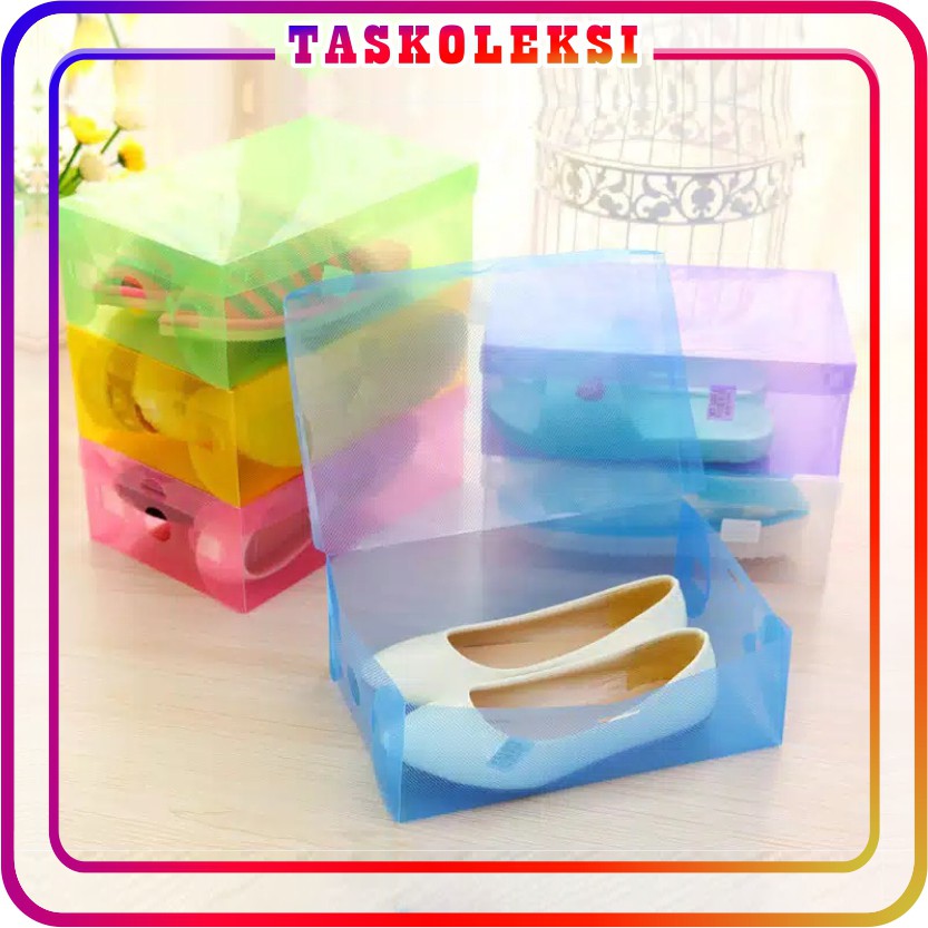 ☛TK☚ R001 Kotak Sepatu Transparan Tebal Serbaguna Shoes Box Tempat Penyimpanan Sandal Plastik Murah