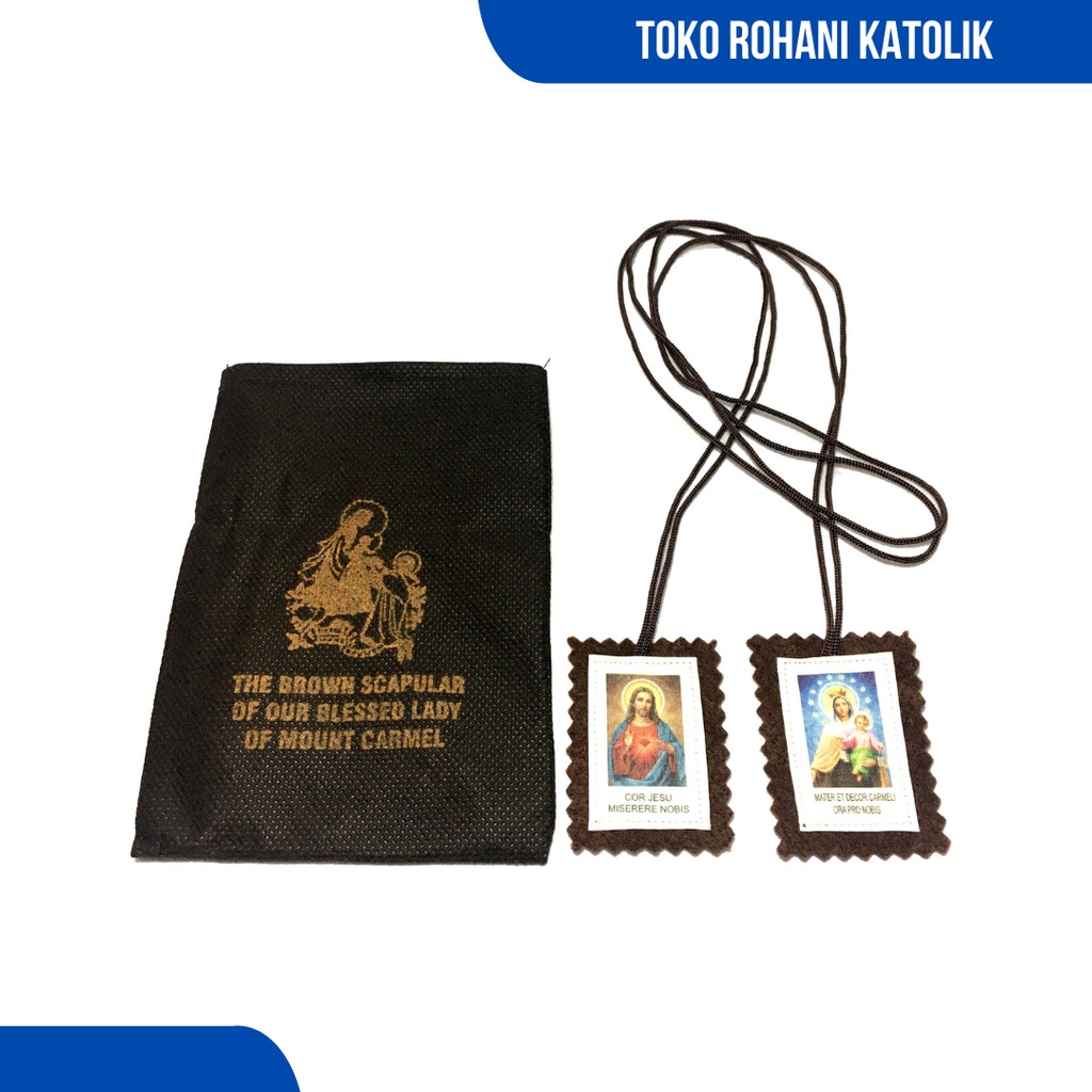 KALUNG SKAPULIR COKLAT GUNUNG KARMEL / ROSARIO SKAPULIR HITAM / SKAPULIR KATOLIK / ROSARIO TALI SKAPULIR /