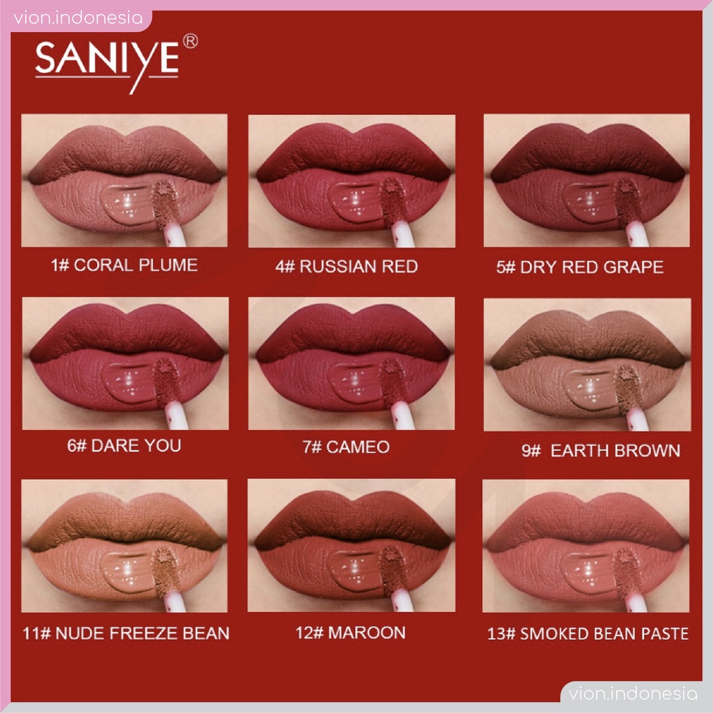 SANIYE Fashion Girls Matte Lip Gloss Liquid Lip Tint Lipstick Motif Batik Waterproof Tahan Lama SA003