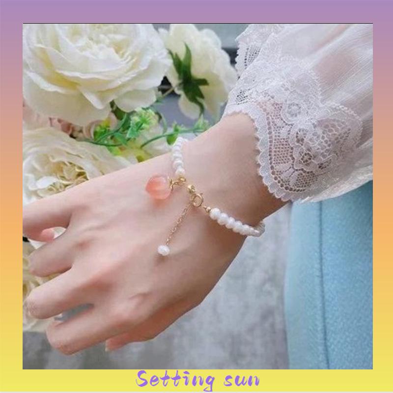 Gelang Mutiara Persik Pelajar Wanita Niche Design Sisters Couple Best Friends Gelang TN