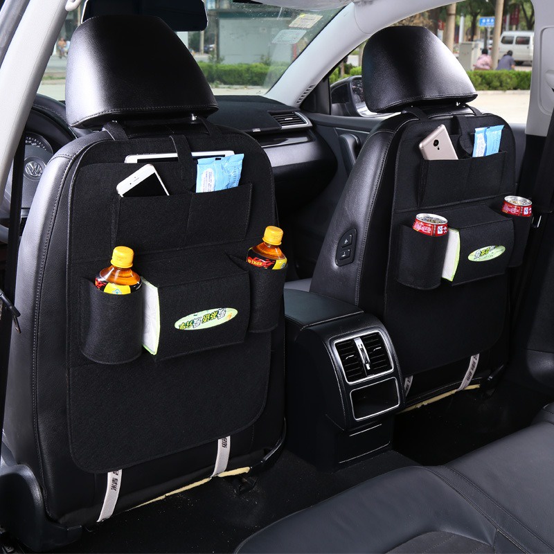 Tas Gantung Gantungan Kursi Belakang Rak Wadah Mobil Backseat Organizer With Touch Screen Holder - Black Hitam