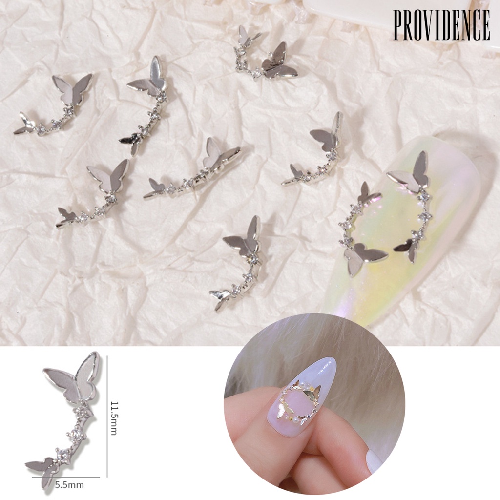 Providence 2Pcs/Set Nail Butterfly Ornament Non-Drop 3D Effect Mini Shiny DIY Gloss Nail Butterfly Drill for Manicure