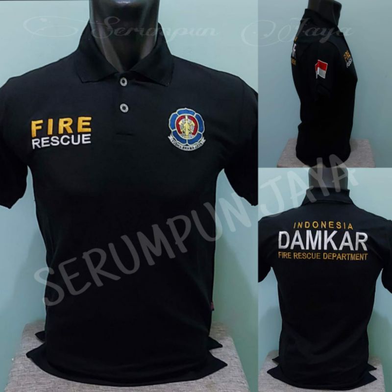KAOS DAMKAR - KAOS KERAH DAMKAR - KAOS POLO DAMKAR - KAOS DAMKAR HITAM - KAOS PEMADAM - POLO PEMADAM