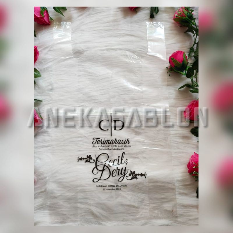 [100pcs] Kantong Kresek PP Sablon 35x50 Tebal 05 Bening Transparan