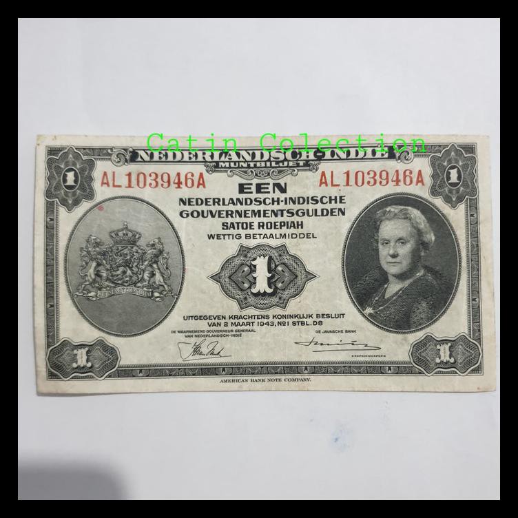 DISKON Uang Kuno Seri Nica 1 Gulden Tahun 1943 kondisi Bekas / Terpakai