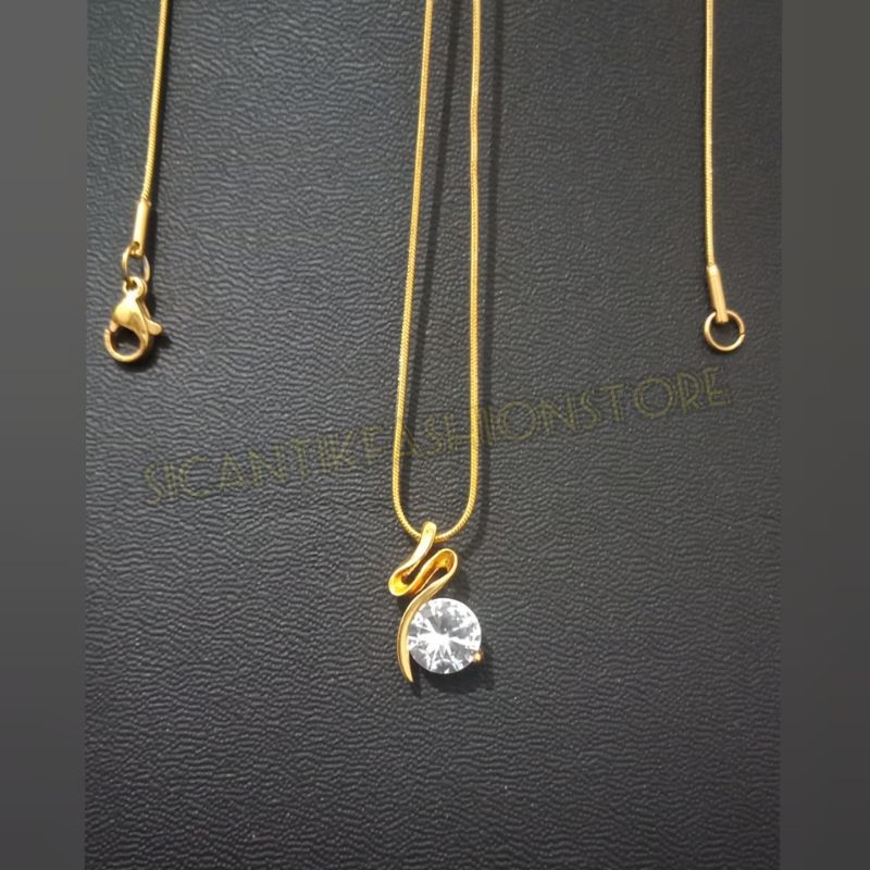 PROMO kalung Titanium plus liontin mata zircon Fashion wanita perhiasan wanita lapis emas anti Karat