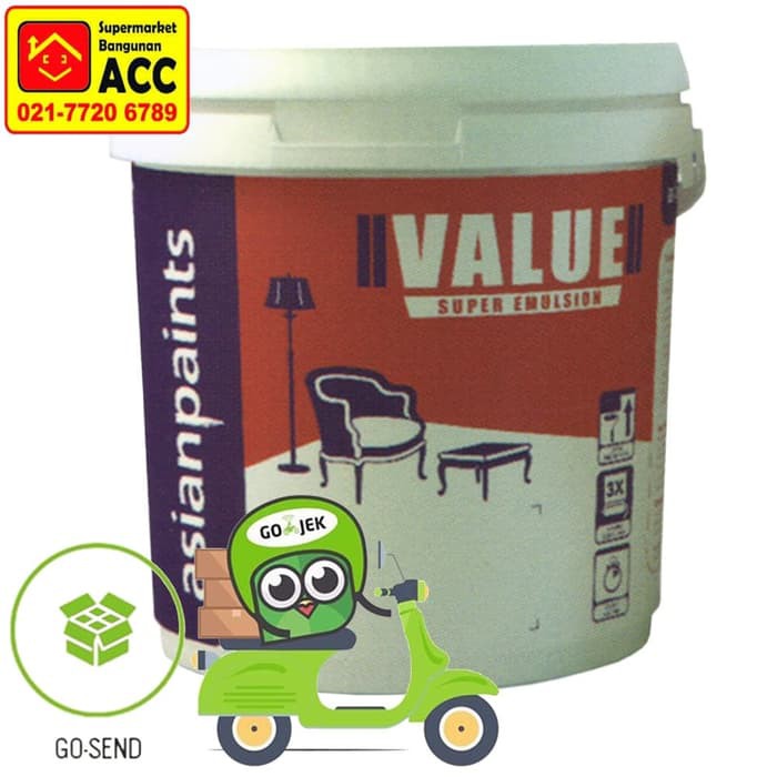 Asian Paint Value Super Emulsion 5Kg White Cat Tembok Interior Putih