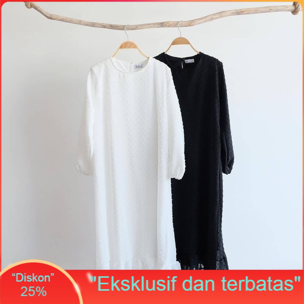 Long Tunik Rabella Terbaru Long Dress Muslim Terlaris Ceruty Baby Doll Premium Jumbo Motif Polos