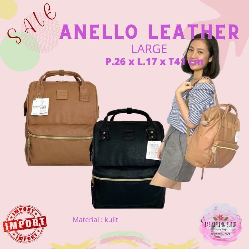 Backpack Anello 1211 leather large Grade Ori/ransel Anello kulit