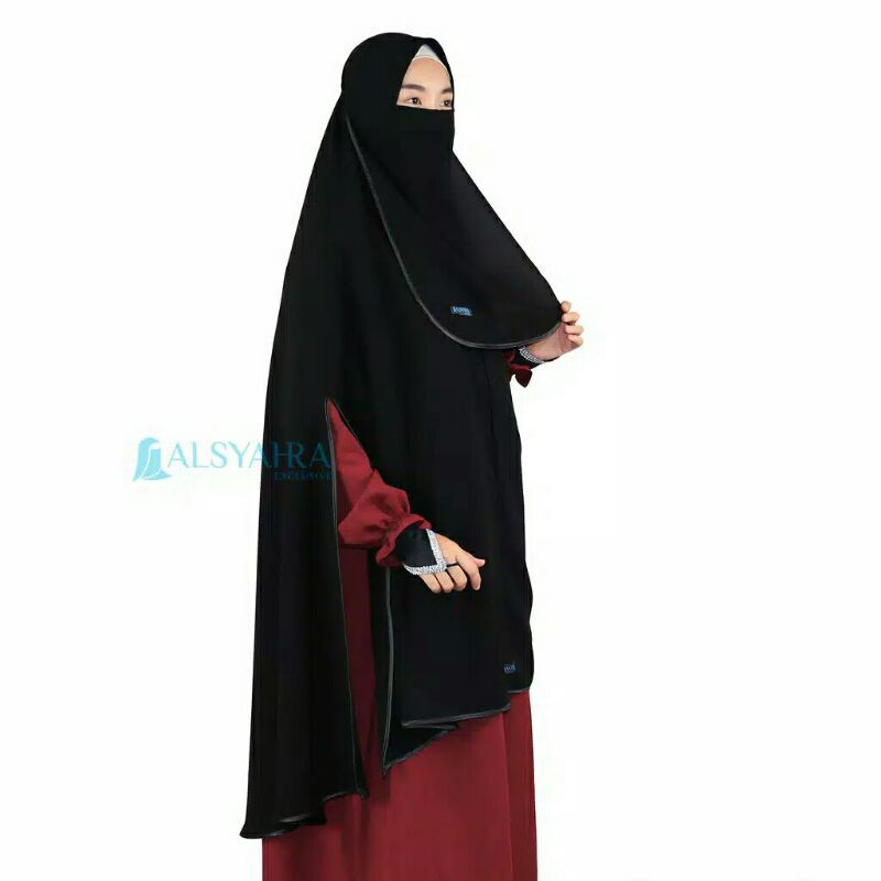 Alsyahra Exclusive Set Khimar Handsplit Non Pad Cadar Tali Bisban