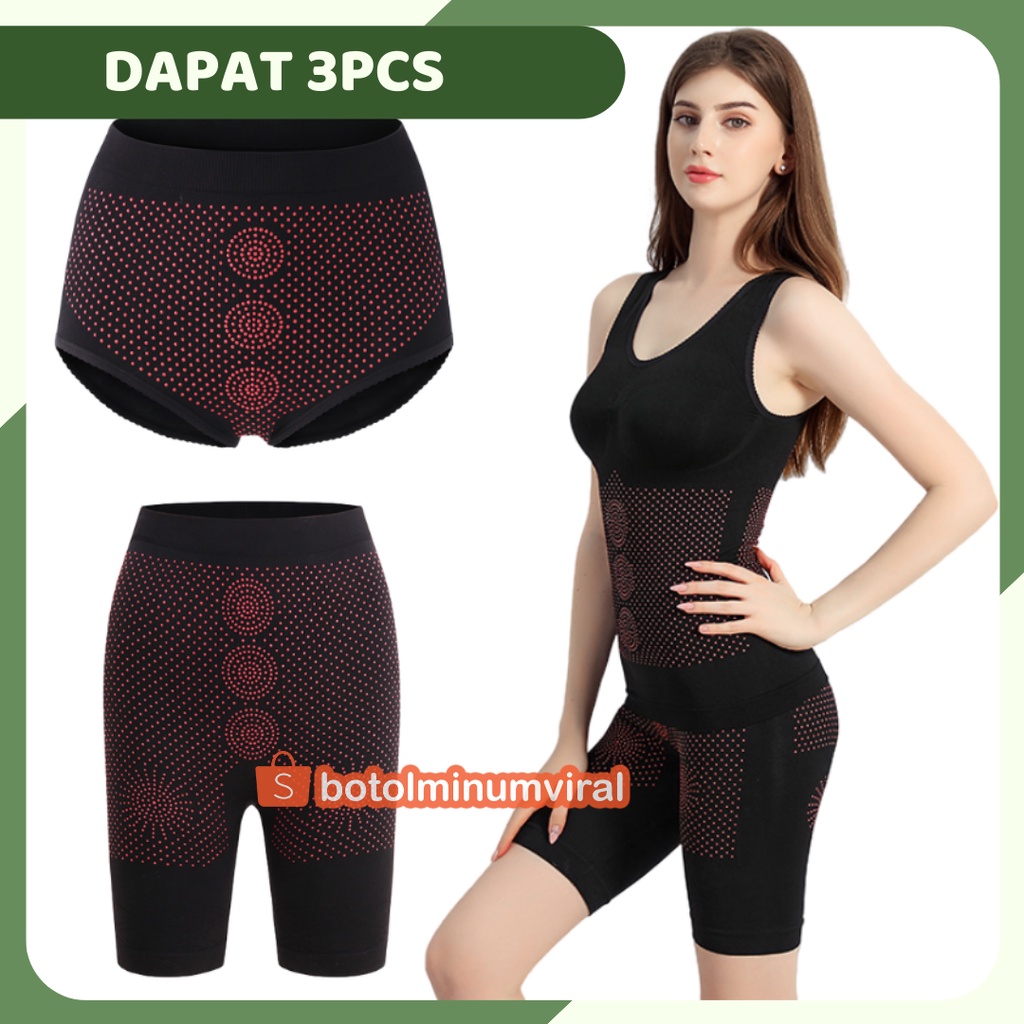 Slimming Suit 3 in 1 Baju Korset Celana Pelangsing Infrared Dapat 3pcs PREMIUM