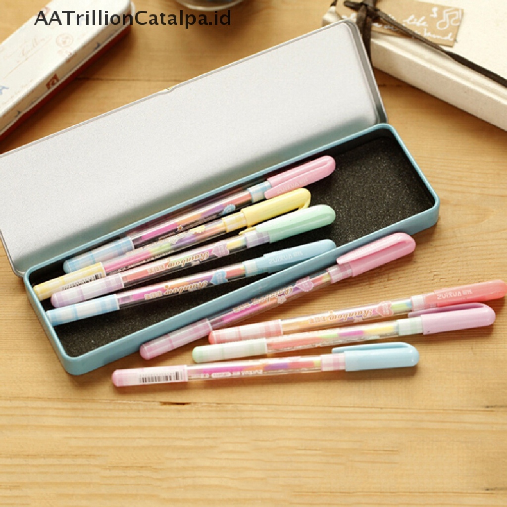 Aatrillioncatalpa 2pcs Spidol Highlighter 6 Warna Untuk Stationery