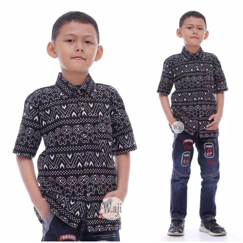 Promo Baju Batik Anak Laki-laki Umur 3-12 Tahun Terbaru/ Atasan Hem Kemeja Lengan Myelp3LinK68q3e