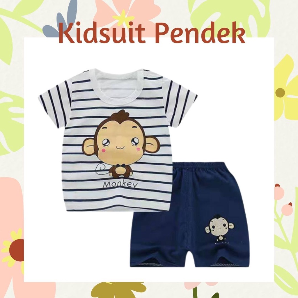 Plazababyku KIDS SUIT PENDEK H5 Setelan Anak Bahan Kaos Lengan + Celana Berkualitas Import NEW1