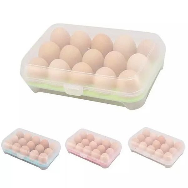 Kotak Telur Portable / Box Telur / Egg Box / Tempat Telur Serbaguna 15 sekat [1KG=10PCS] DD85 COD