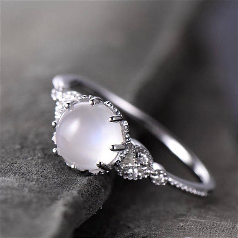 Cincin Bahan Sterling Silver 925 Hias Moonstone Warna Rose Gold Kreatif Untuk Wanita Ccc64