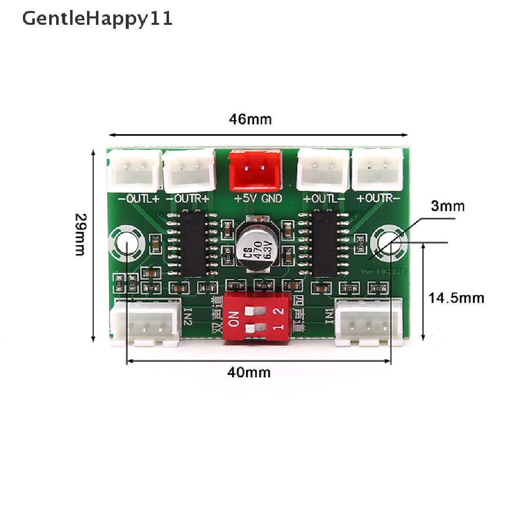 Gentlehappy Mini PAM8403 Papan Amplifier Audio Digital 4 Channel 3wx4 DC 5V Stereo Sound