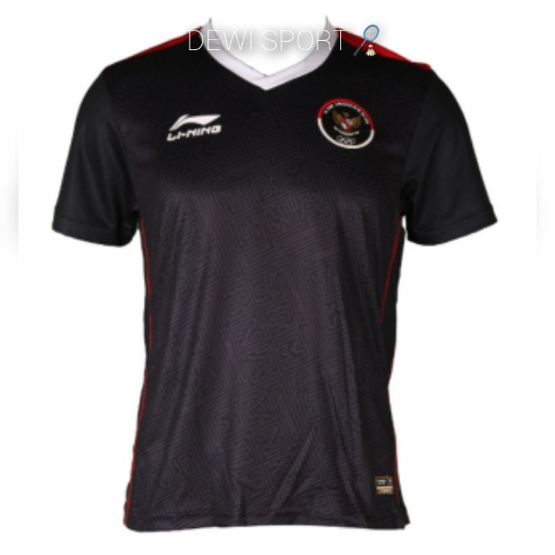 Kaos Li-Ning Badminton Contingent V-Neck T-Shirt ATSSC15 BLACK SEA GAMES EDITION