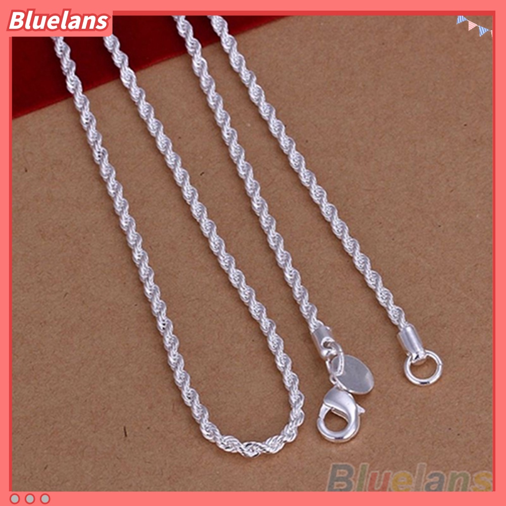 Bluelans 16/18/20/22/24 inch Women Silver Plated 2mm Twisted Necklace Chain No Pendant