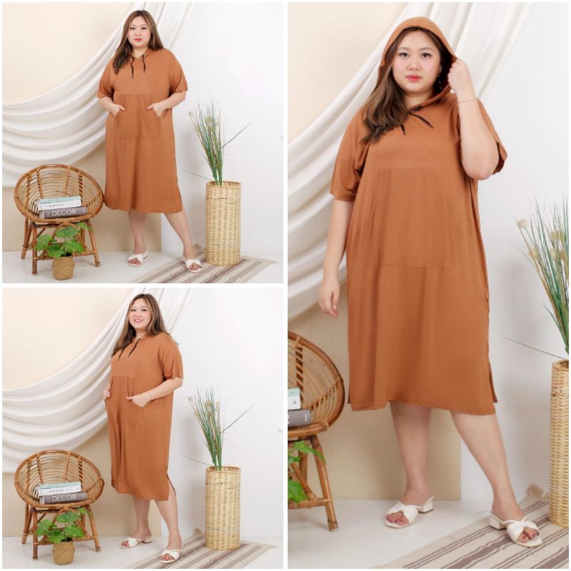 (LD 140cm) 5L HOODIE DRESS BIGSIZE DRESS JUMBO DRESS HOODY DRESS