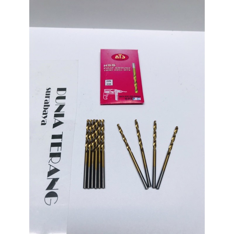 Mata Bor Besi ATS 2,5mm Kuning - HSS TiN Coated Fully Ground Twist Drill Bits 2.5 2,5 mm