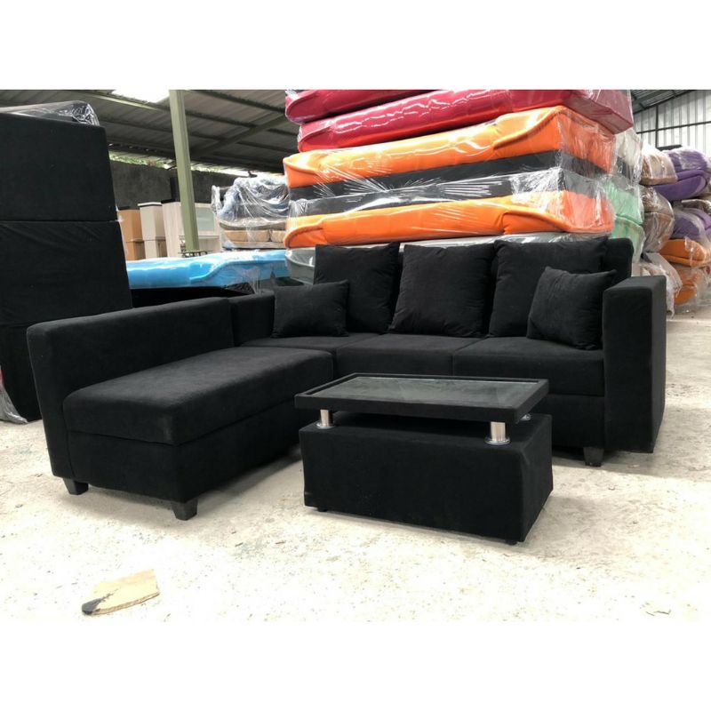 SET Sofa L Putus Murah full bludru / Sofa L Sudut Minimalis (TANPA MEJA)