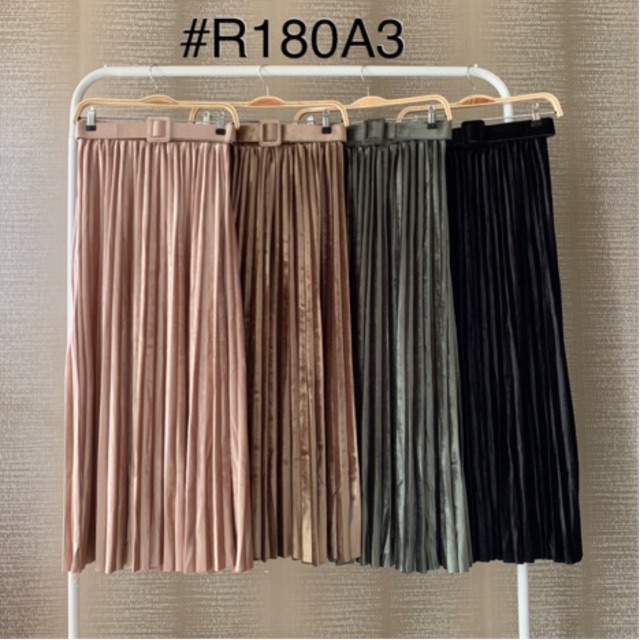 FW R180 Rok Plisket Velvet Bludru Belt Panjang IMPORT PREMIUM |