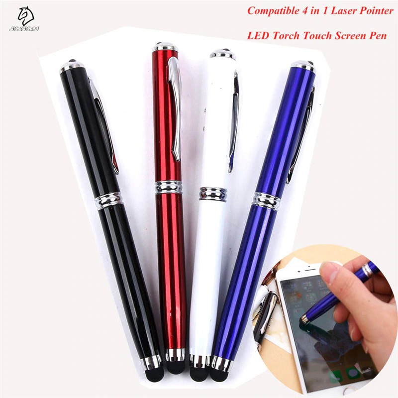 

INDORETAIL | Kompatibel 1 pc 4 in 1 Laser Pointer LED Torch Sentuh layar Stylus Ball Pen untuk