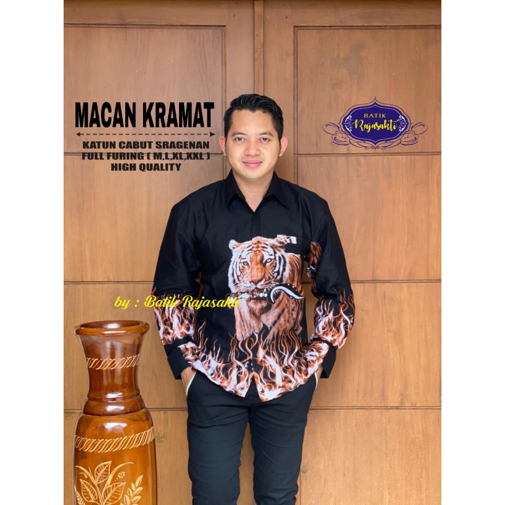 MACAN KRAMAT RAJASAKTI BATIKSOLOAMANAH KEMEJA BAJU BATIK PRIA SOLO LENGAN PANJANG PENDEK LAPIS FURING ATASAN BATIK PREMIUM MODERN KATUN HALUS JAYANEGARA 2 ALBIRRU PUNDAK QUSYAIRI ALTAMIS BIRU DUO BRAHMA BIRU BAHRAN DHIAULHAQ DAMAR LANGIT  FAWWAZO DAVINAH