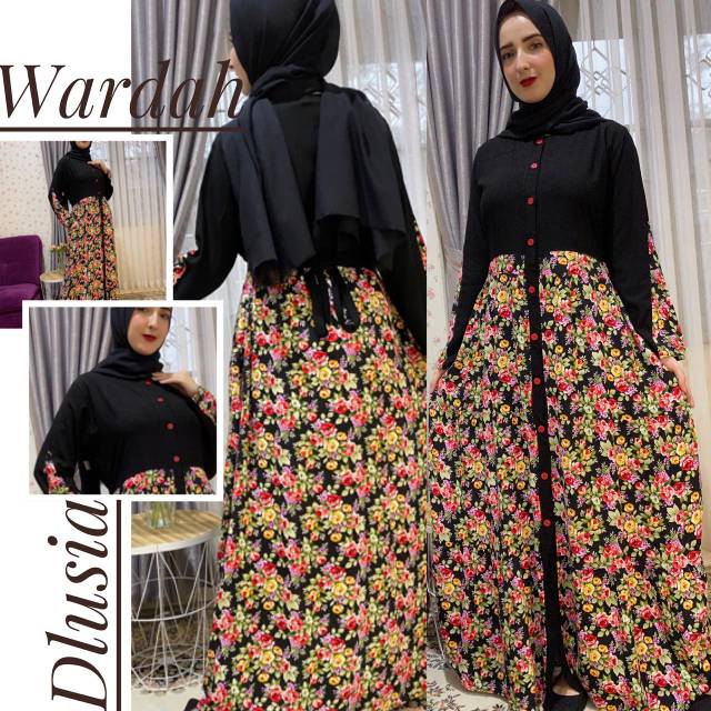 Daster arab DLUSIA WARDAH Dress Rayon Full kancing