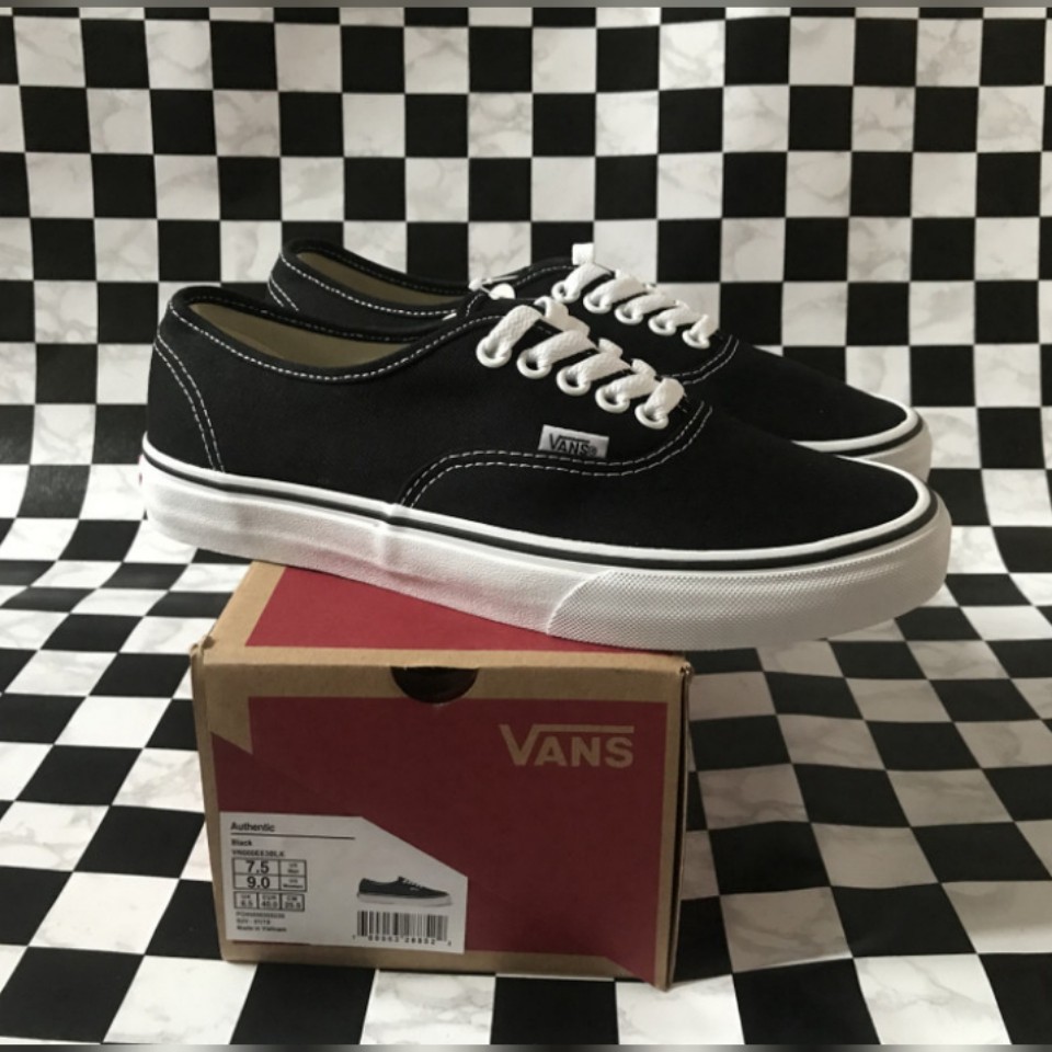 ⭐️ PREMIUM ⭐️ Sepatu Vans Authentic Black White - Sneakers Vans Authentic Black White
