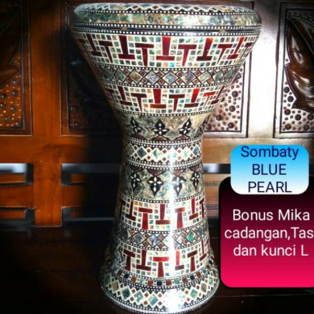 Darbuka Sombaty Blue Pearl Import Mesir Bonus Mika Cadangan