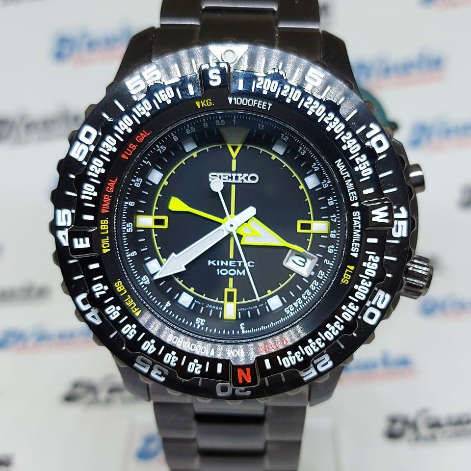 Seiko Kinetic SKA425P2 Pilots Black Bracelet - Jam Tangan Pria SKA425