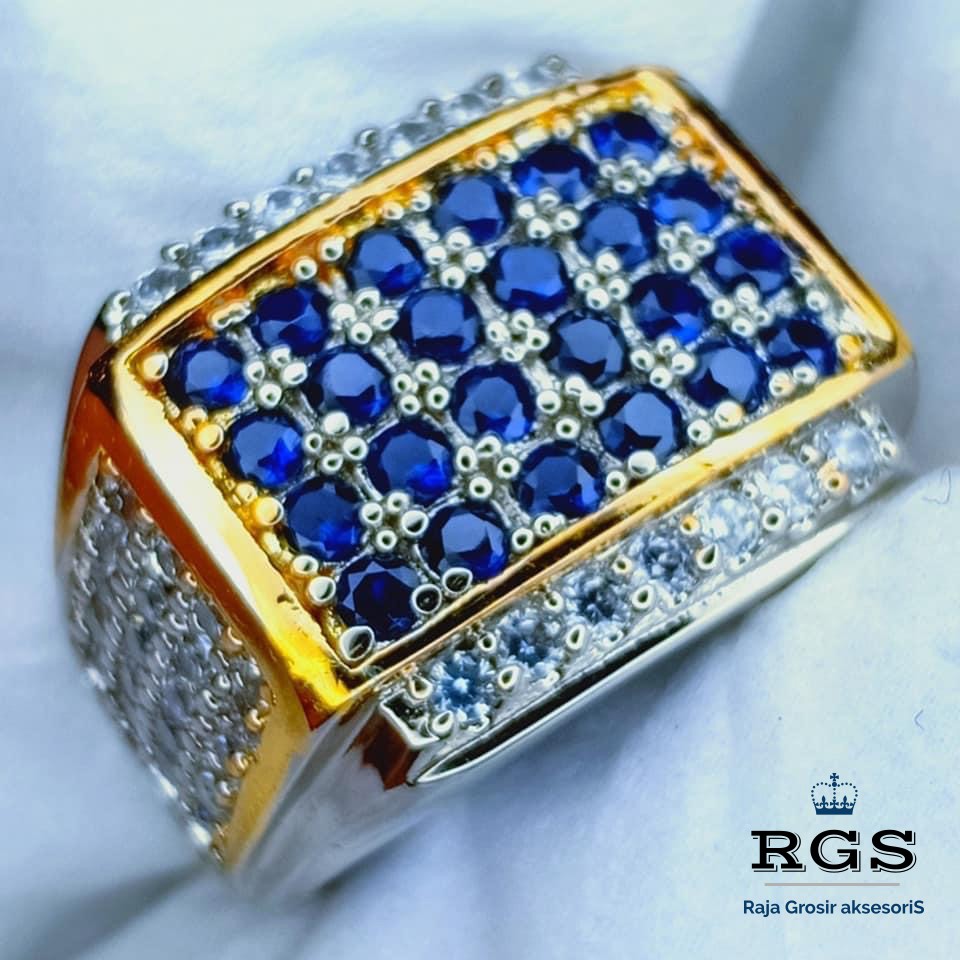 Cincin Pria Super Mewah Batu King Blue Saphire Kode 01