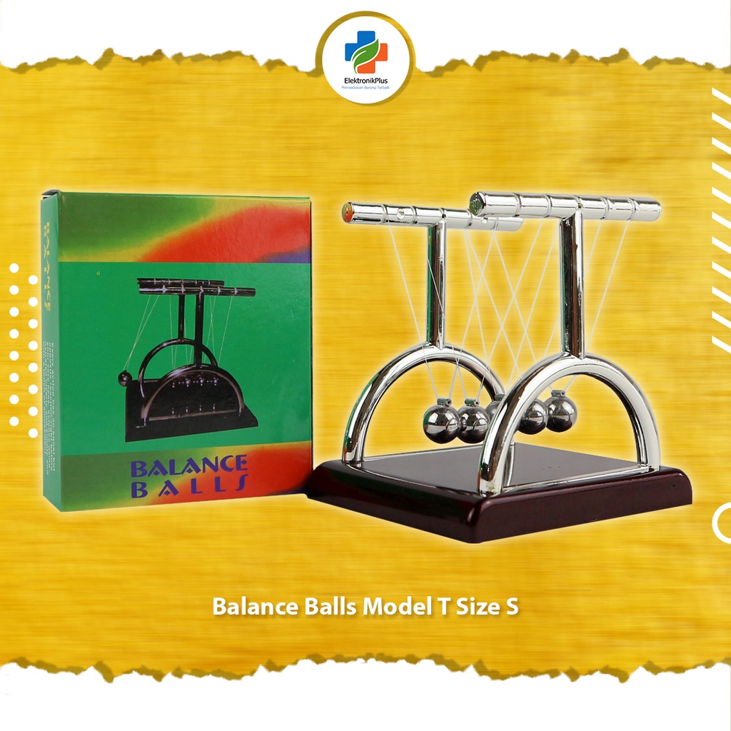Pajangan Meja Balance Ball Pendulum Model T Cokelat Size S