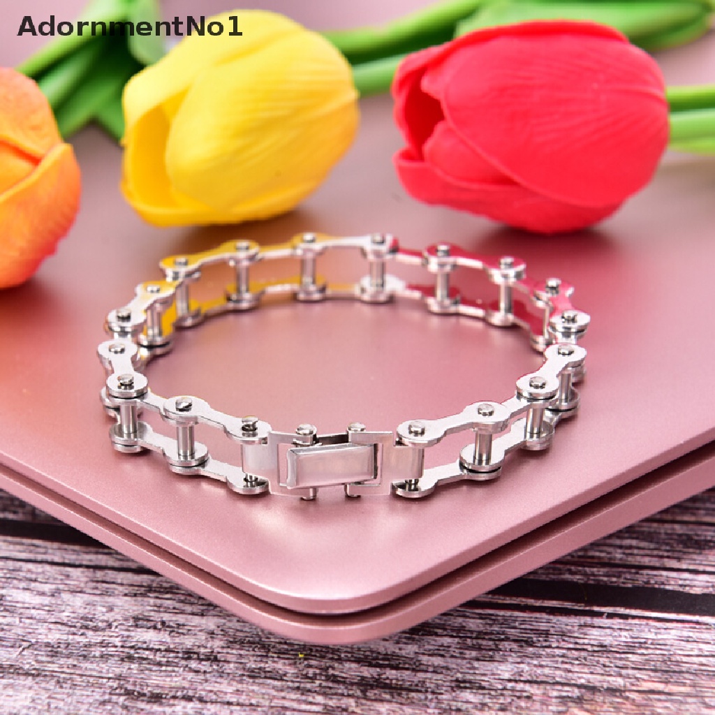 (AdornmentNo1) Gelang Tangan Rantai Stainless Steel Motif Motor + Sepeda Untuk Perhiasan Pria / Hadiah