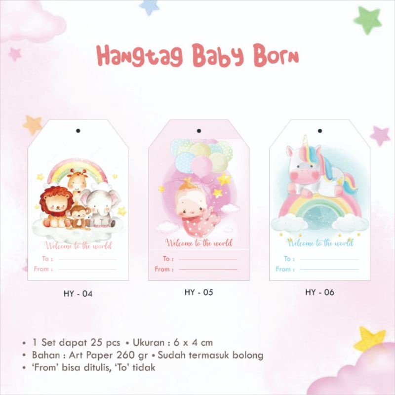 

[25 pcs] Hangtag Baby Born / Kelahiran Bayi / Baby / Manyue / Price Tag / Label