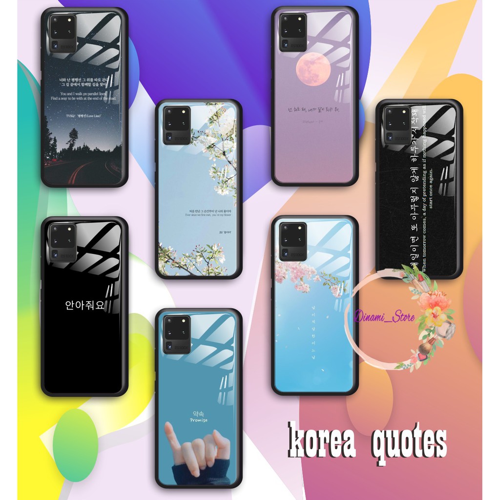 Back case glass KOREA QUOTES Oppo A3s A1k A5 A9 2020 A7 F9 A5s A31 A52 a53 A92 A37 A57 A59 DST1428